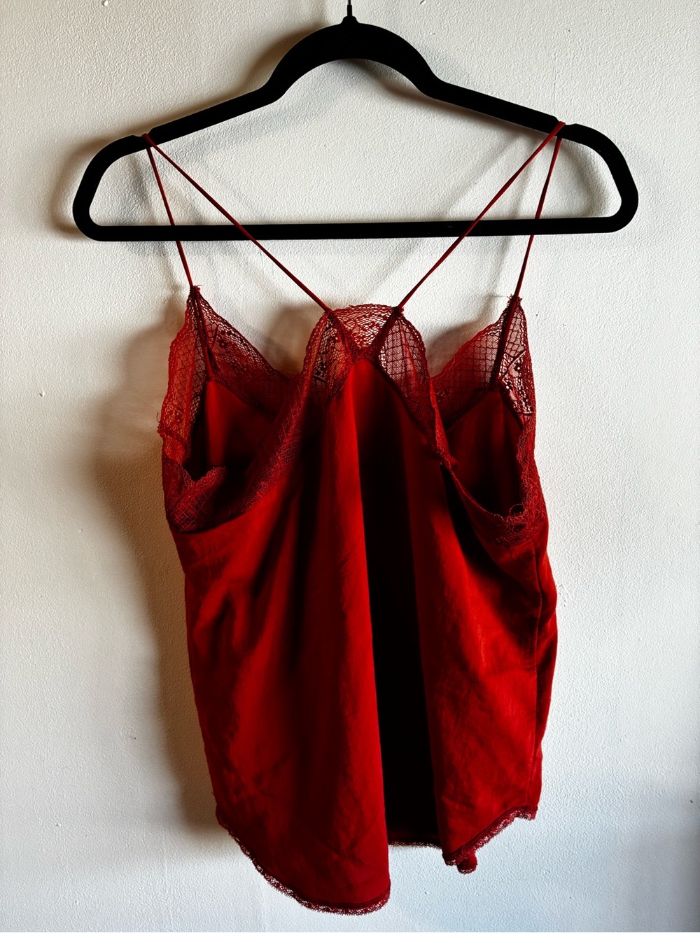 Lovestitch Red Lace-Trim Satin Cami - Picture 2 of 3